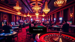 Engaged gamblers using the Tool xổ số siêu tốc to enhance their chances, surrounded by vibrant casino decor.