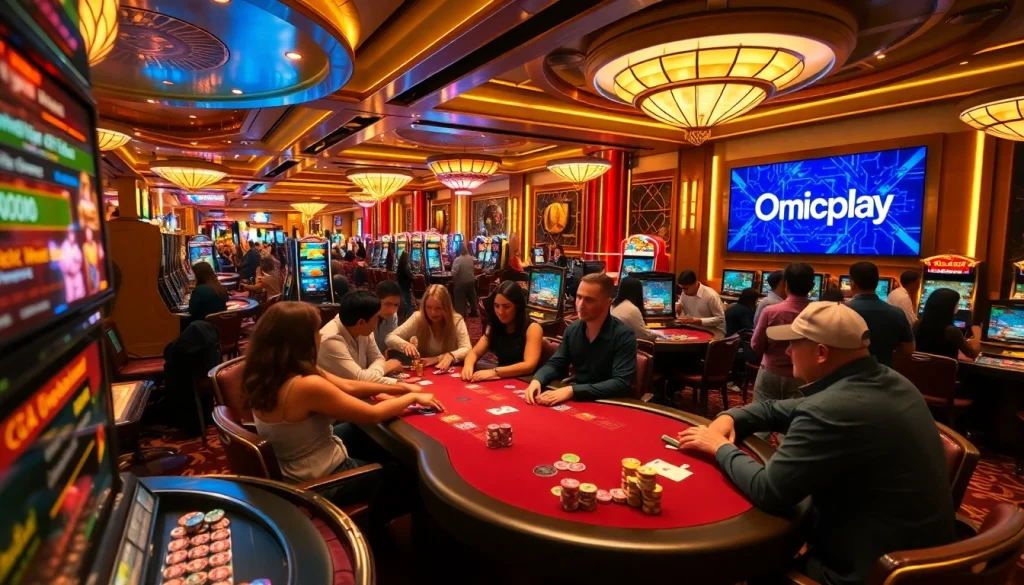 Experience thrilling gameplay at Onicplay with vibrant casino tables and lively players.