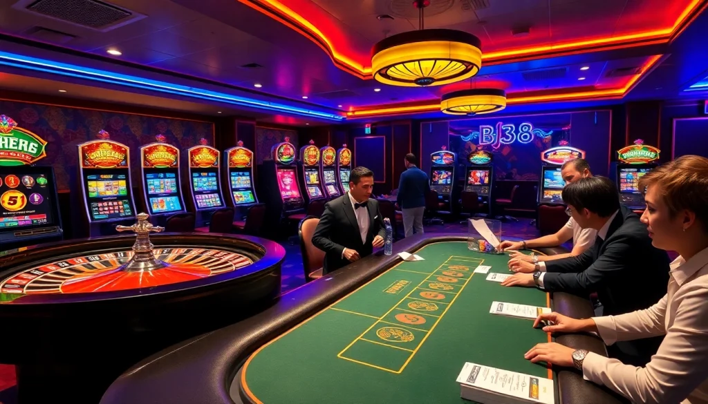 BJ38 online casino interface featuring vibrant gaming elements for an exciting gambling experience.