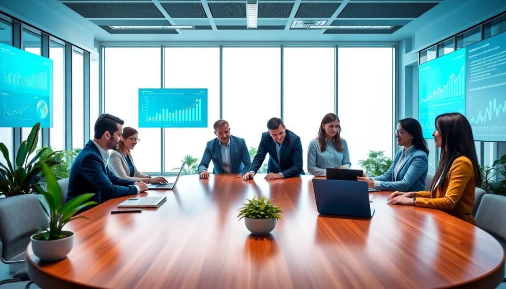 明亮现代空间中的办公室专业人士正在协作应用WPS技术。