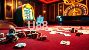 Experience thrilling games at U888 online casino with vibrant casino tables and exciting visuals.