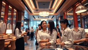Suwon셔츠룸 interior featuring luxury furnishings and charming managers in white shirts.