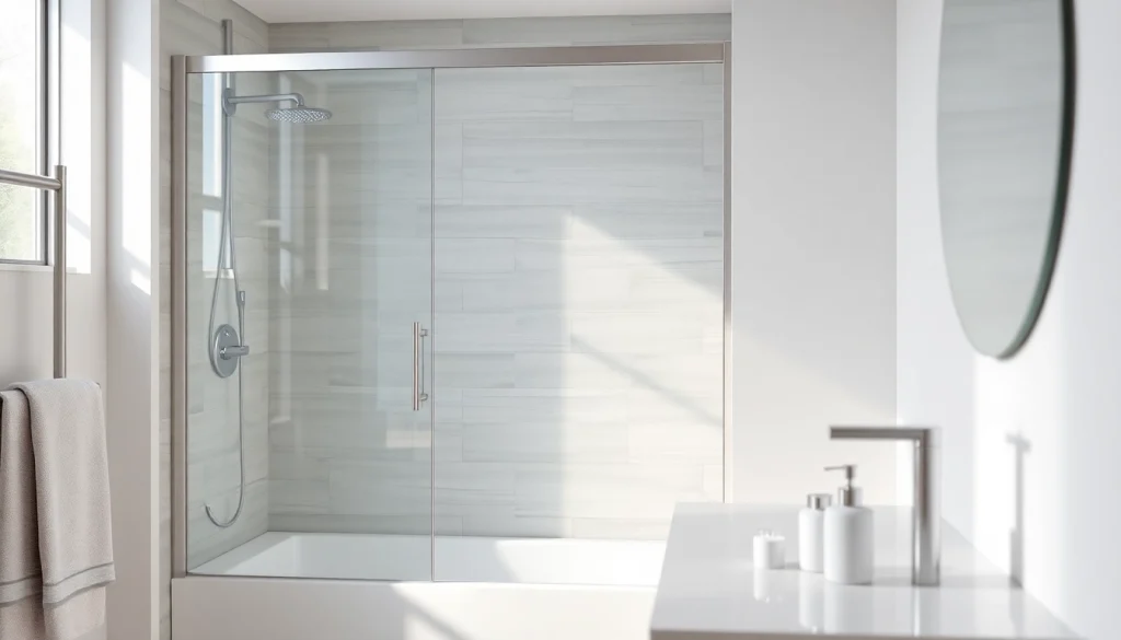 Showcasing a sleek shower screen door in a luxurious bathroom setting.