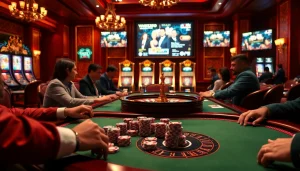 Engage with the official hidden wiki while strategizing at a luxurious casino poker table filled with chips.