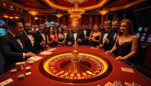 Experience thrilling moments at https://go8s.bio/ with players enjoying roulette and table games in a luxurious casino setting.