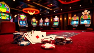 Engaging scene showcasing j88 poker table with vibrant chips and cards, radiating excitement.