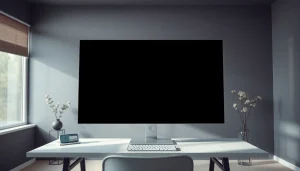 Black screen displayed on a computer monitor in a minimalist workspace for focus and clarity.