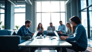 Engaging teamwork for an AI integration service provider showcasing technology and collaboration.