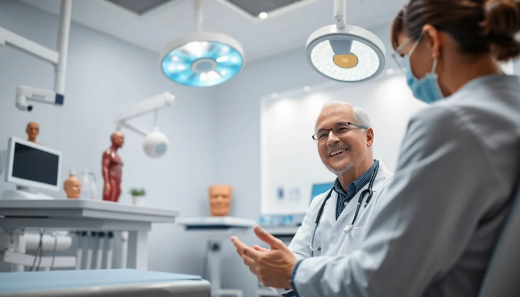最新の医療クリニックでの思いやりのある医師と患者の対話を示す様子。包茎手術のおすすめ