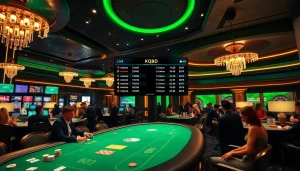 KQBD live score updates enhance the excitement in a luxury casino atmosphere.