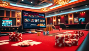 Experience sbobet's thrilling online betting with vibrant casino elements and live sports action.