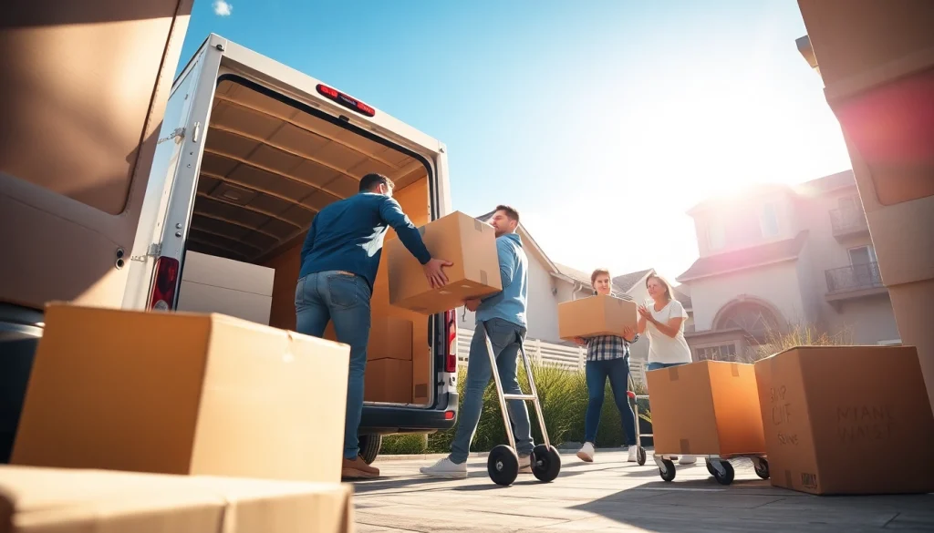 Umzugsfirma beim stressfreien Umziehen und Umzugsprozess in einer urbanen Umgebung.