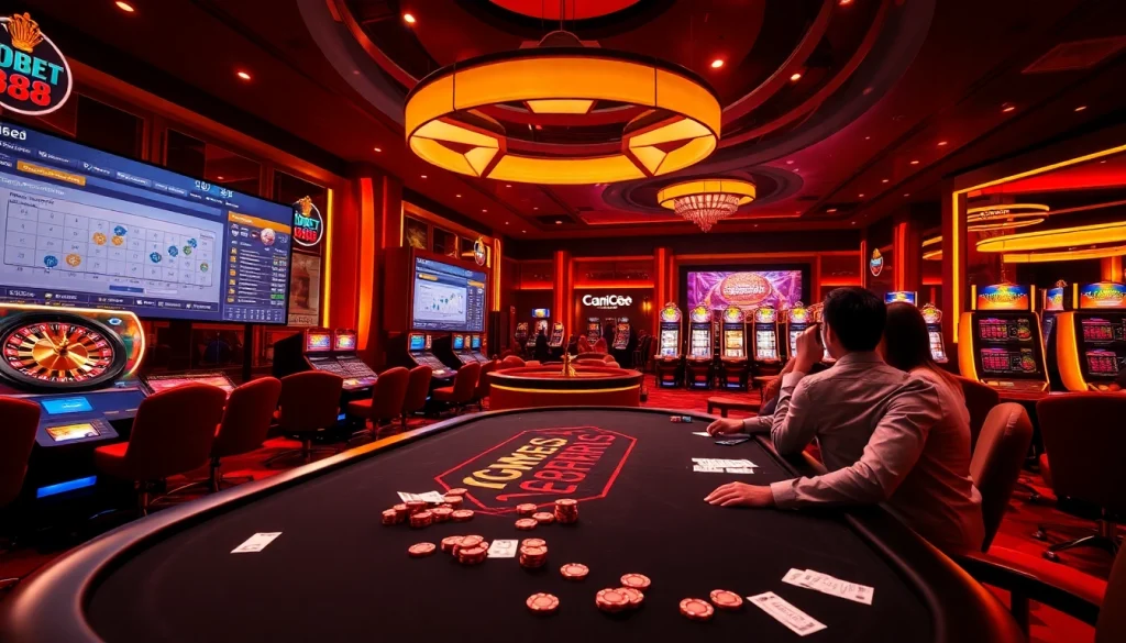 Engage with adobet88's professional betting platform amidst vibrant casino elements.