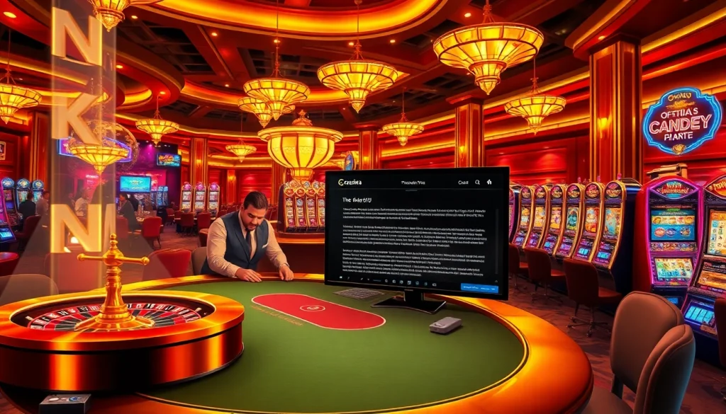 The official hidden wiki showcased in a vibrant casino scene with players at poker and roulette tables.