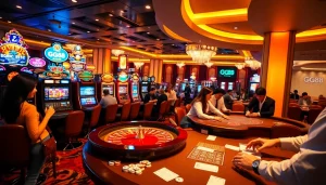 Experience the excitement of GG88 gaming with vibrant casino tables and enthusiastic players.