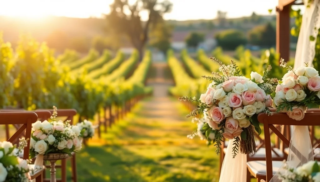 Stunning setup of Clarksburg Wedding Venues showcasing a romantic vineyard ceremony.