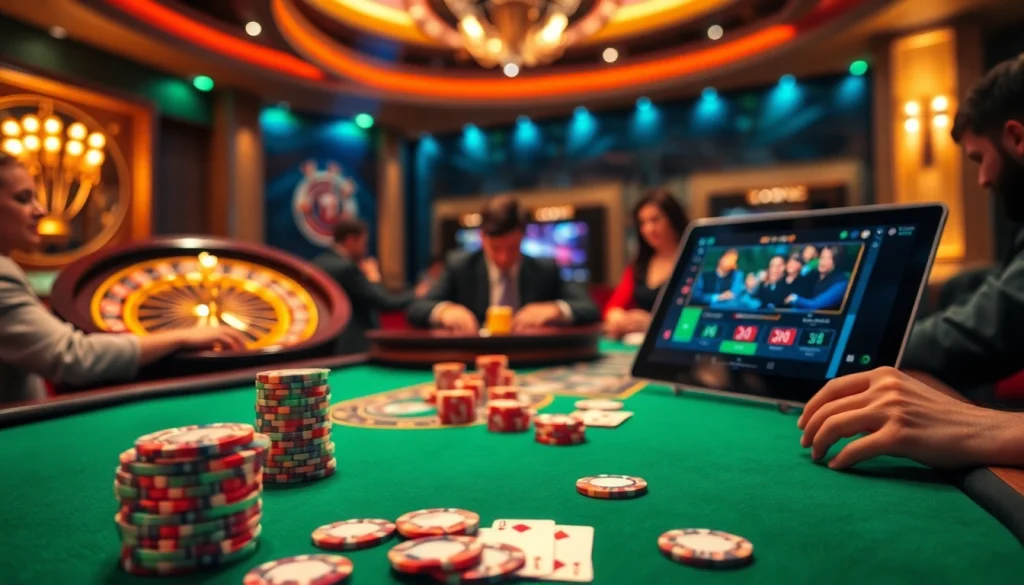 Experience thrilling poker gameplay at an xx88 casino table with vibrant chips and cards.