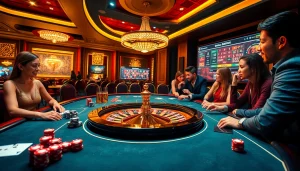Players experiencing the luxury of 6RWIN in an inviting casino setting with poker chips and cards.