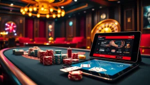 Engage in thrilling gameplay at https://f8bet.ventures/ featuring poker chips and a spinning roulette wheel.