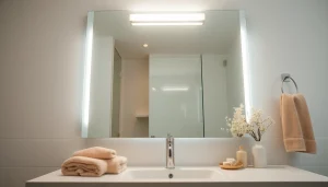 Illuminate your space with an elegant mirror light mirror, reflecting modern bathroom design.