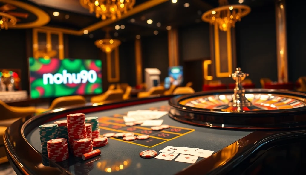 Navigating the exciting nohu90 đăng nhập interface amidst vibrant casino elements.