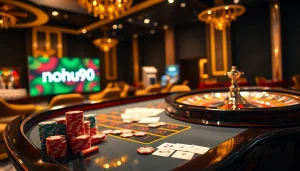 Navigating the exciting nohu90 đăng nhập interface amidst vibrant casino elements.