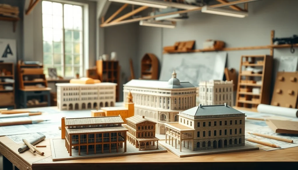 Architekturmodellbau Mainz zeigt präzise gebaute Modelle mit kreativem Arbeitsumfeld.