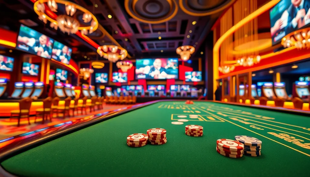 Menggambarkan qq8821 sebagai pusat taruhan modern dengan suasana mewah dan energik.