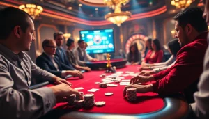 High-stakes poker excitement at a casino featuring indoxxi-themed betting action.