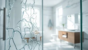 Shower screen door elegantly installed in a modern bathroom, featuring sleek design and bright ambiance.