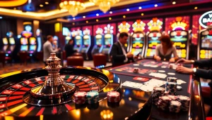 Engaging gamblers at the MV88 casino table with roulette, cards, and chips.