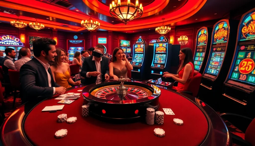 Experience the thrill of NOHU90 with players engaging at a vibrant casino table.