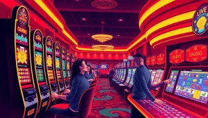 Experience immersive gaming on the 55VV platform, showcasing vibrant casino atmosphere and happy players.