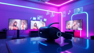 Experience immersive sex games AI in a futuristic virtual reality setting, showcasing interactive gameplay.