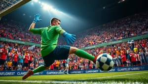 ผลบอลสด thscore การเซฟประตูของผู้รักษาประตูในสนามฟุตบอลที่มีแฟนบอลเชียร์