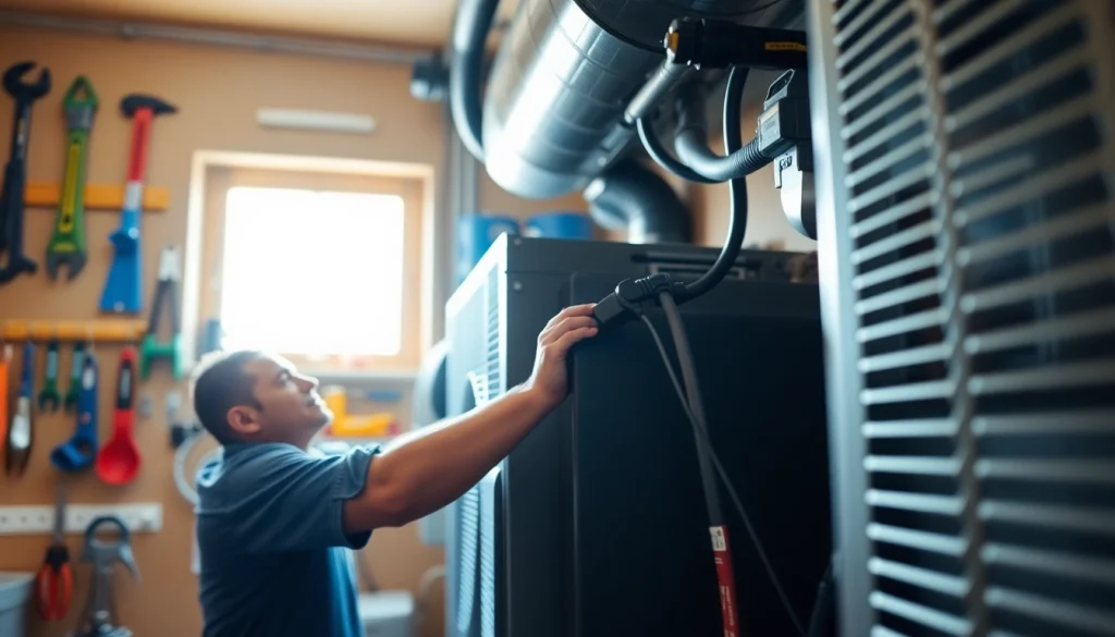 Expert technician servicing residential heating and cooling systems for optimal performance.