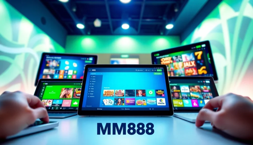MM88 gaming platform showcasing a user-friendly interface on multiple devices.