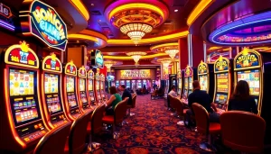 Rasakan kegembiraan Slot Thailand dengan mesin permainan yang berwarna-warni dan pemain yang terlibat.