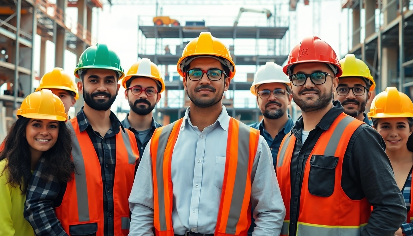 Workers demonstrating construction site safety practices while wearing protective gear.
