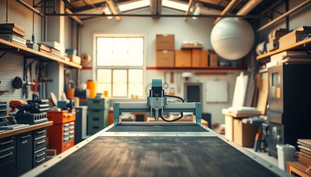 Cutting equipment displayed prominently in a professional workshop setting, highlighting industrial-grade machinery.
