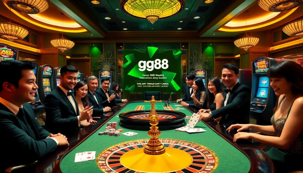 Experience excitement at gg88 with lively casino action featuring poker chips and roulette.