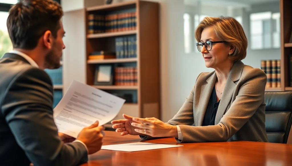 Abfindung verhandeln in einer professionellen Besprechung zwischen Anwalt und Mandant
