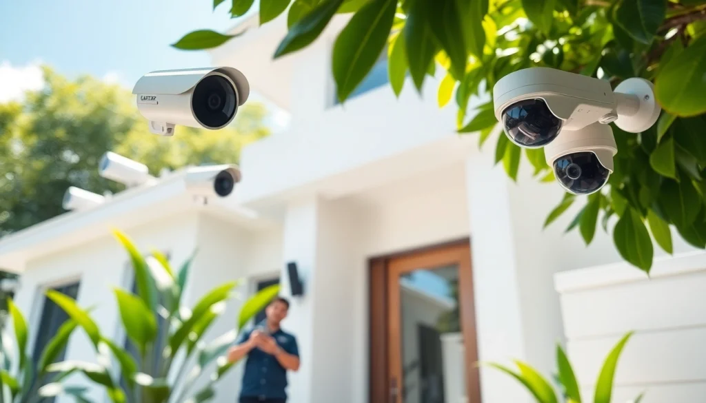 Cámaras de seguridad instaladas en una casa vibrante en Guanacaste, mostrando soluciones de vigilancia de alta tecnología.