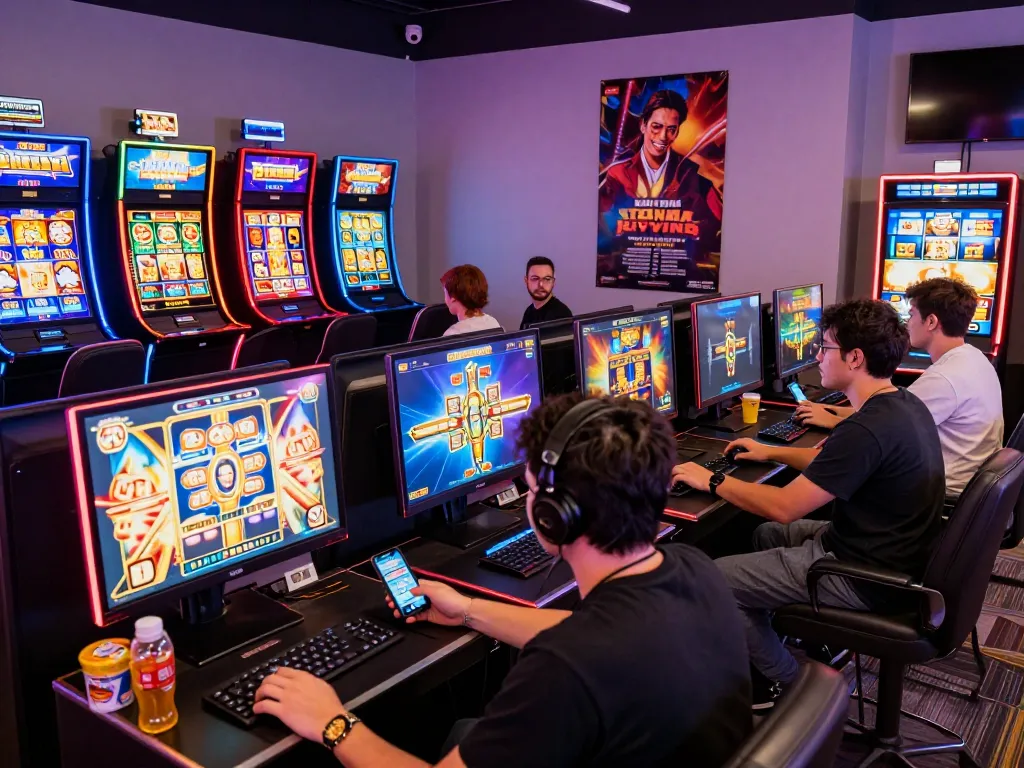 Pemain yang terlibat menikmati mesin slot online laoban188 dalam suasana permainan yang ceria.