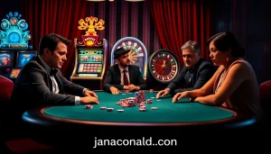 Adegan permainan poker taruhan tinggi dengan fokus sangat tajam, menampilkan suasana kasino bergaya di jmacdonaldphoto.com.