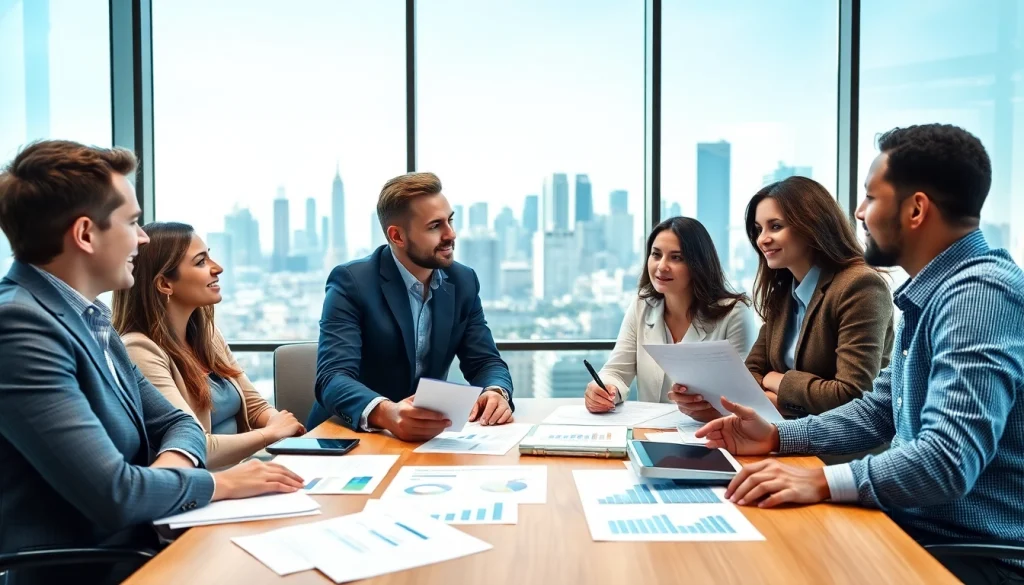 Streamlined contract management process being discussed in a professional office.