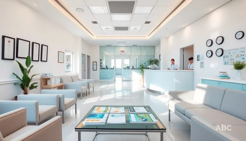 ABCクリニック 口コミ 評判 - 専門性と信頼を示す、温かく迎えるクリニックの受付エリア