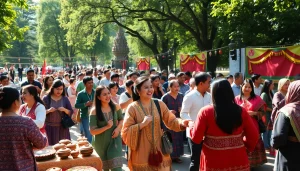 Uyghurs Community celebrating cultural heritage with vibrant traditional attire and joyful activities.