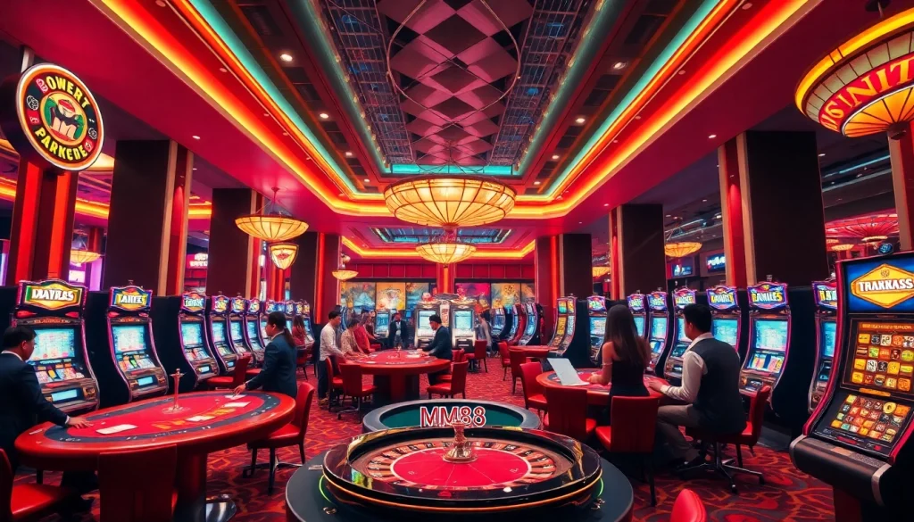 Experience the thrill of gambling at MM88 with vibrant casino tables and exciting games.